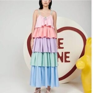 NWT Olivia Rubin Pastels Tiered Sleeveless Maxi‎ Dress Size 6